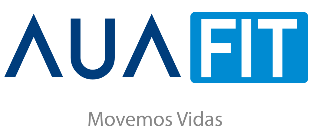 Logo oficial de AUA FIT Cali con el eslogan 'Movemos Vidas', como partner oficial de Aqua Body Strong.