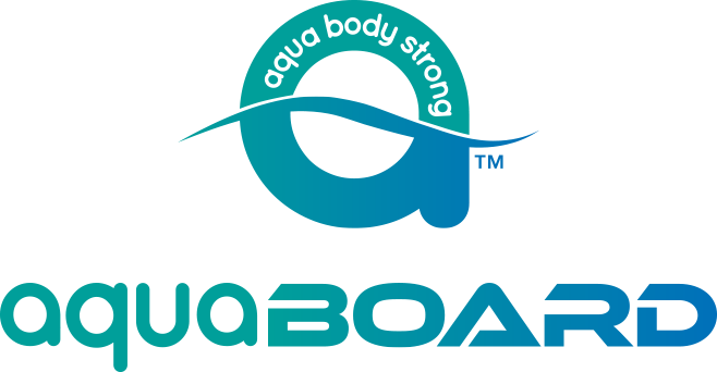 Logo oficial de aquaBOARD de Aqua Body Strong, representado exclusivamente en Colombia por AUA FIT en el Hotel Intercontinental Cali.